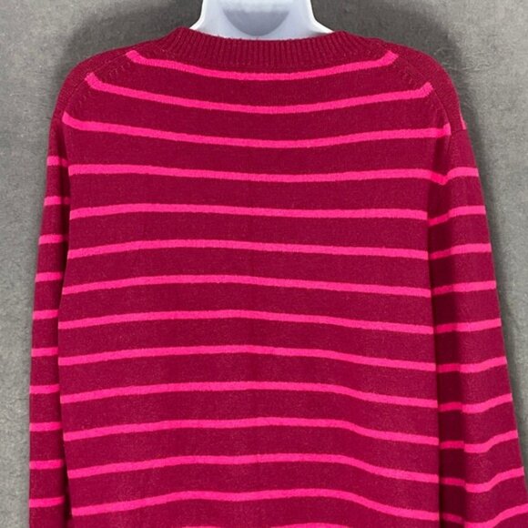 J. Crew Sweater Womens XXL Extra Soft Striped‎ Pink Magenta Wool Blend Crew Neck - Picture 7 of 13